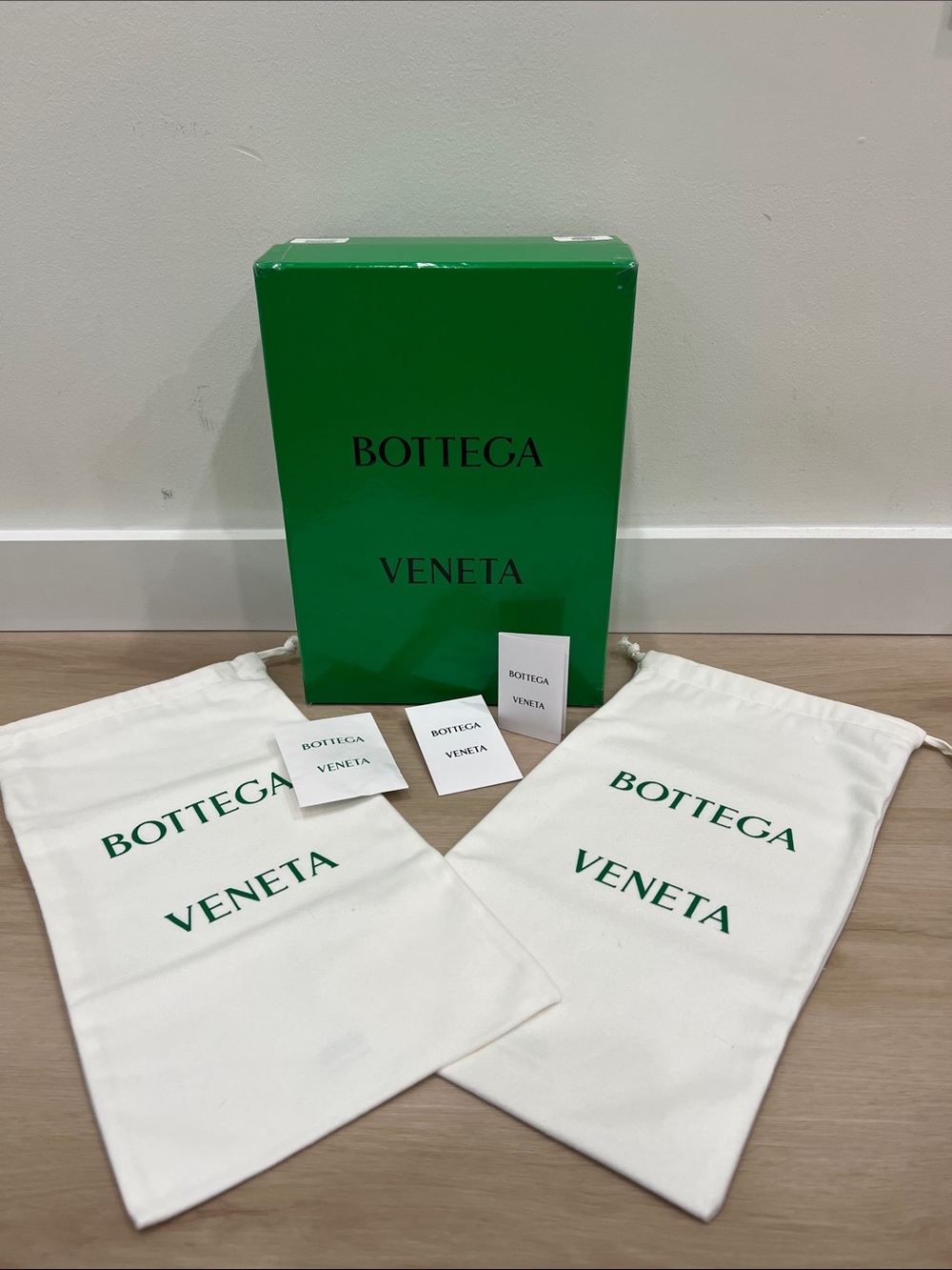 BOTTEGA VENETA Shoe Box, 2 Dust Bags, Heel Replacement Tips, Tissue & Care Guide